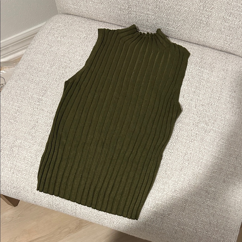 A New Day - Ribbed Sleeveless Olive Top